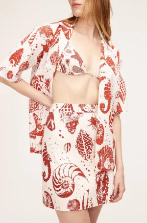Sea Shore Mini Skirt | Sea Shore Print Red Clay Combo REBECCA TAYLOR