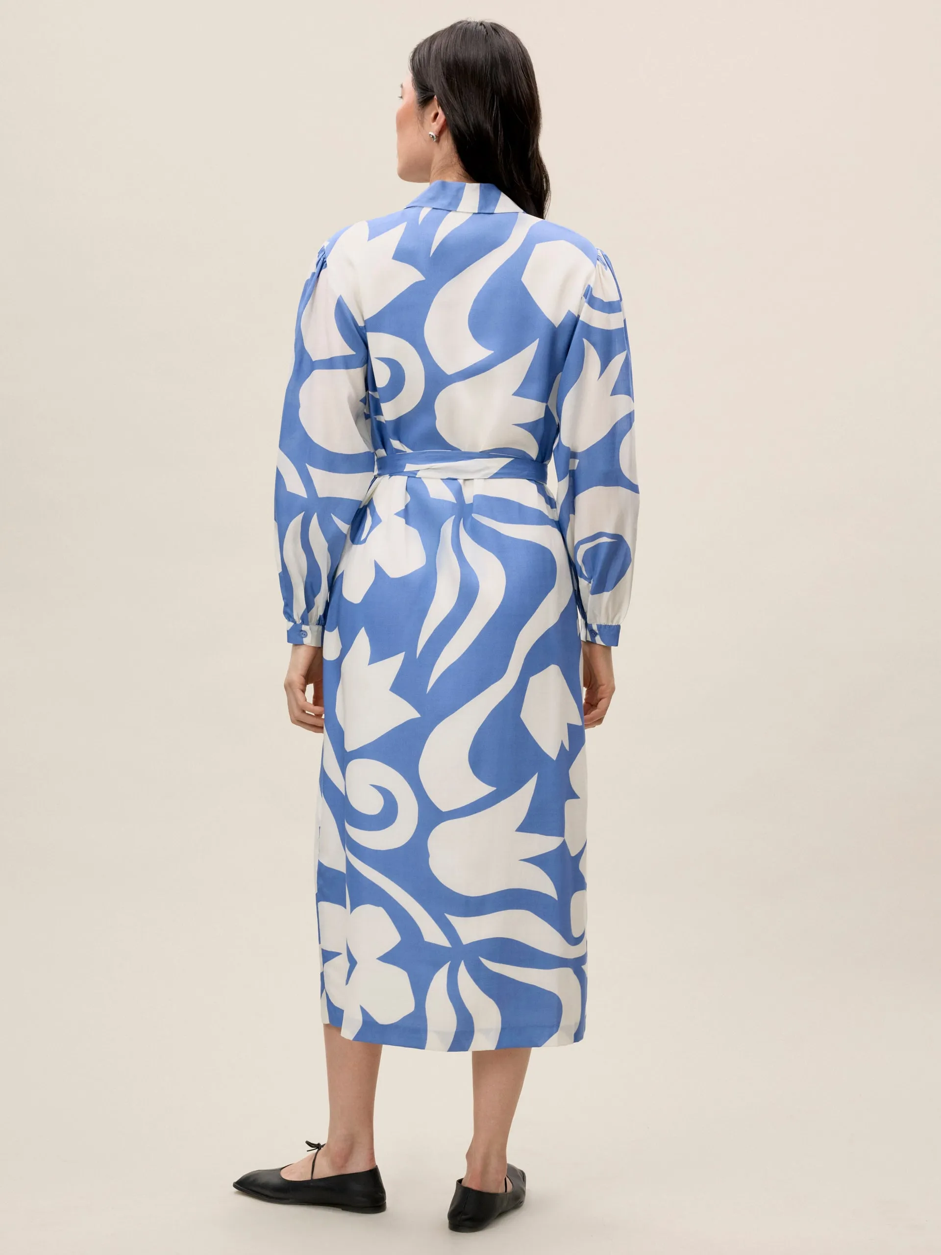 Silhouette Fleur Long Sleeve Whisper Dress | French Blue Combo REBECCA TAYLOR