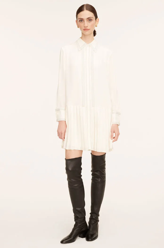 Silk Pleated Dress | Snow REBECCA TAYLOR