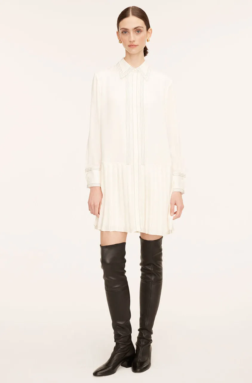 Silk Pleated Dress | Snow REBECCA TAYLOR