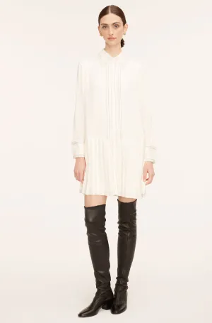Silk Pleated Dress | Snow REBECCA TAYLOR