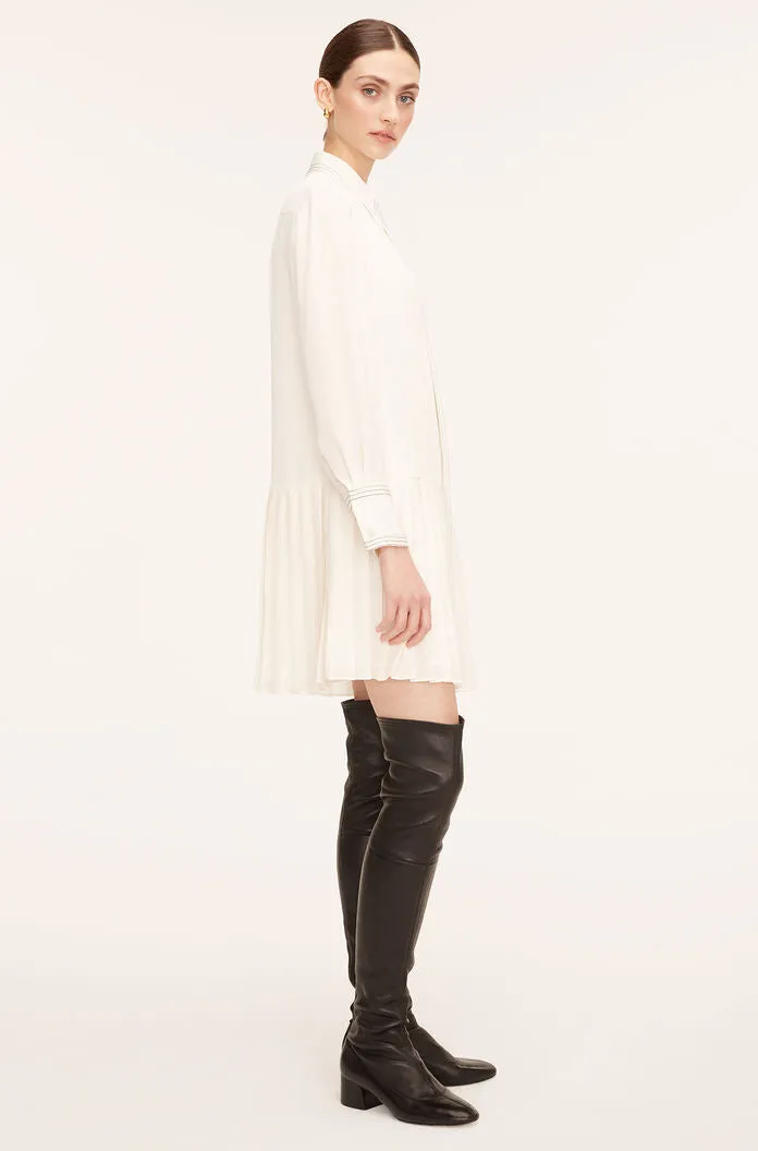 Silk Pleated Dress | Snow REBECCA TAYLOR