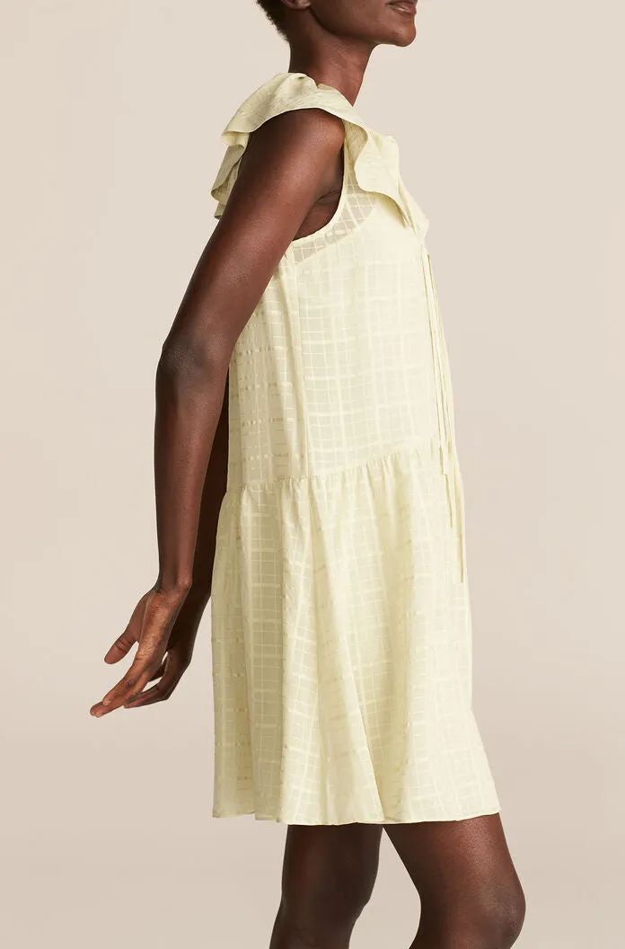 Sleeveless Daybreak Check Dress | Celery REBECCA TAYLOR
