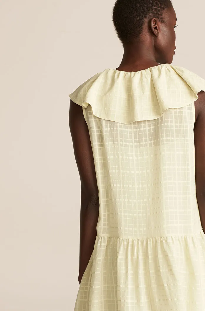Sleeveless Daybreak Check Dress | Celery REBECCA TAYLOR