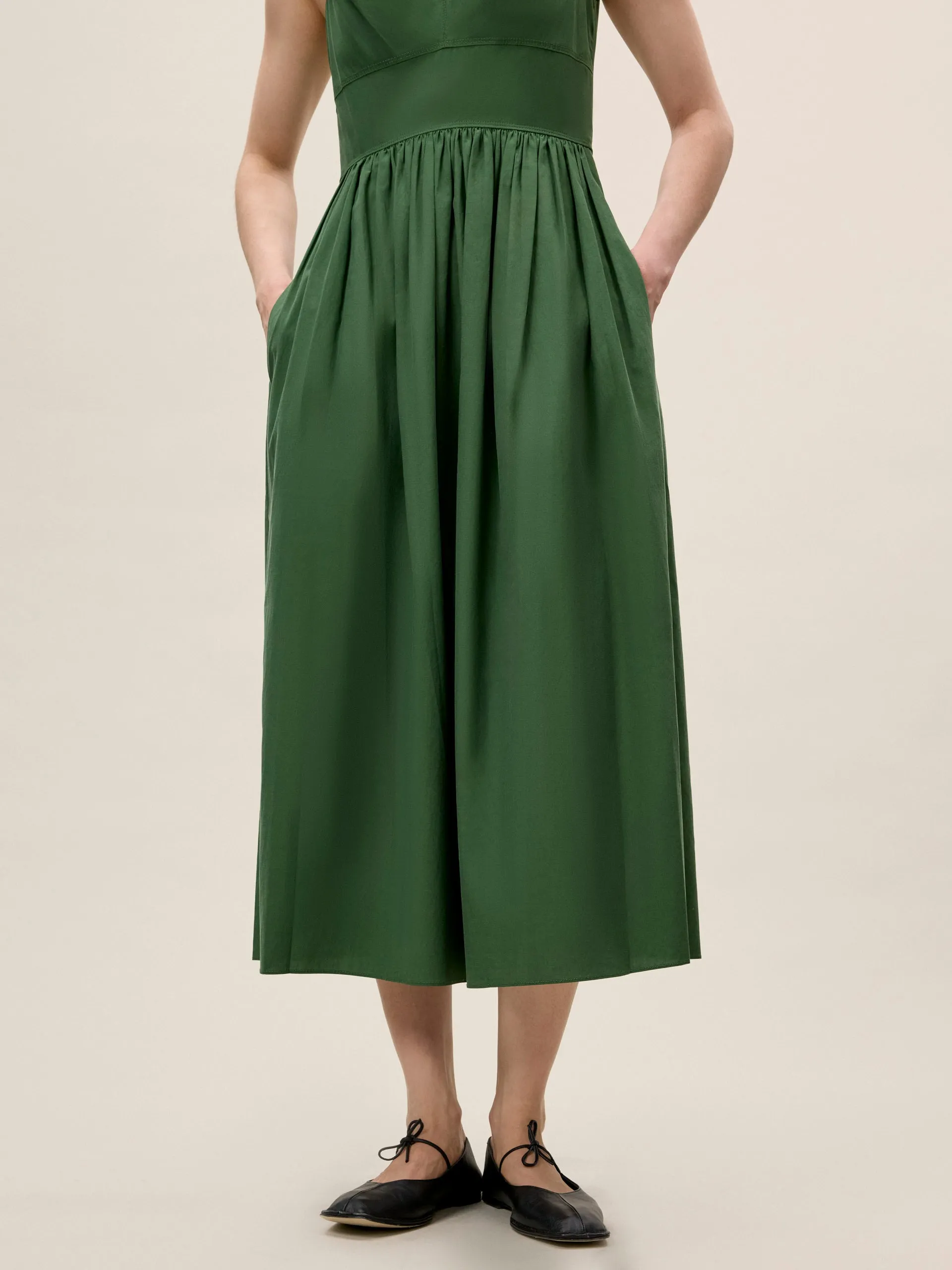 Sleeveless Midi Dress | Emerald REBECCA TAYLOR