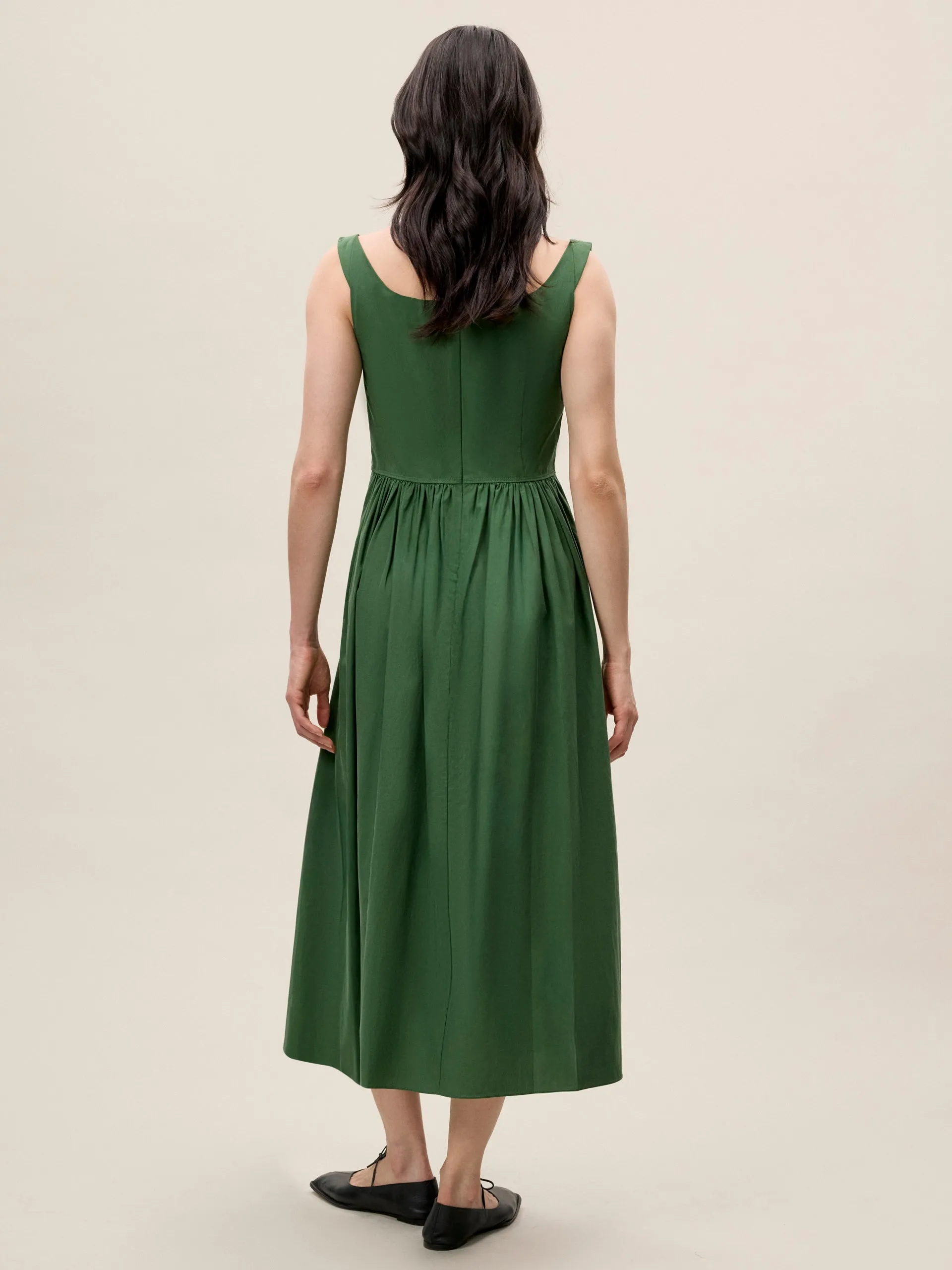 Sleeveless Midi Dress | Emerald REBECCA TAYLOR