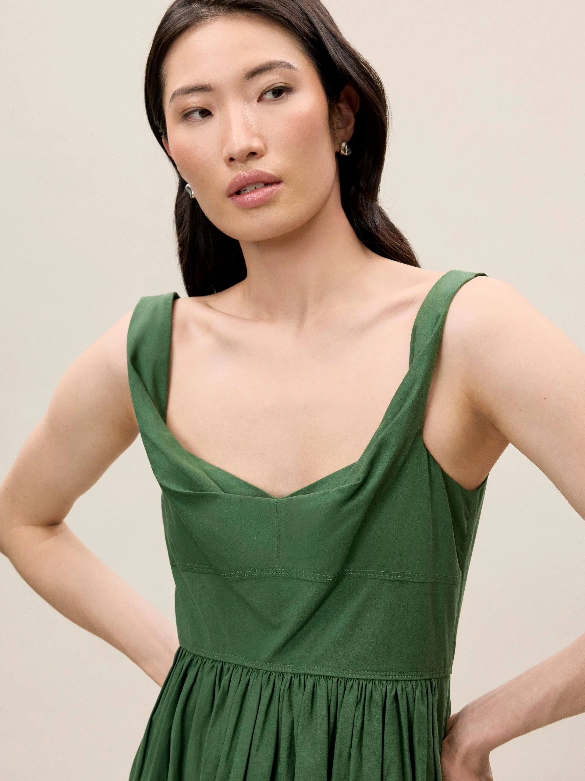 Sleeveless Midi Dress | Emerald REBECCA TAYLOR
