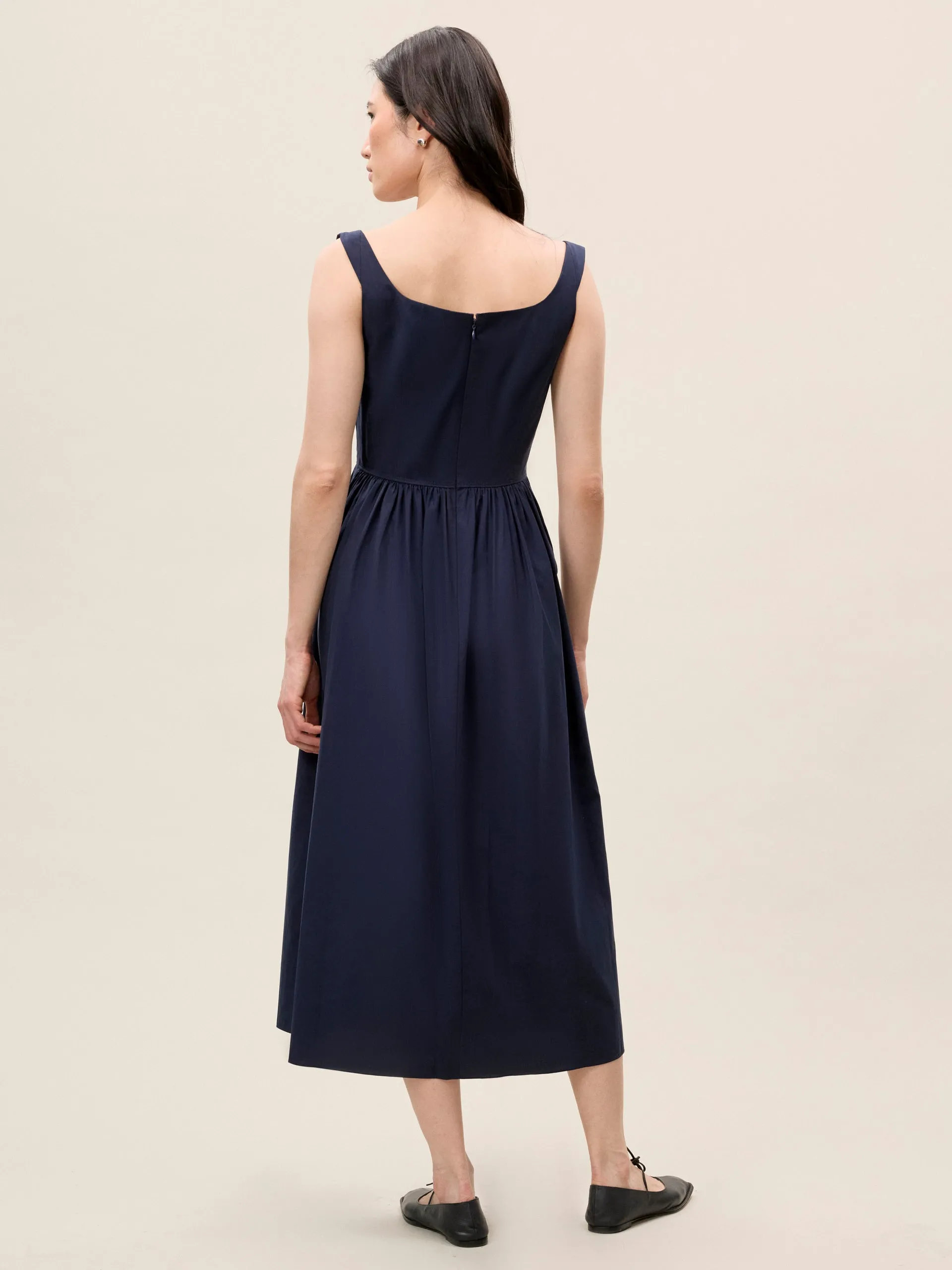 Sleeveless Midi Dress | Navy REBECCA TAYLOR