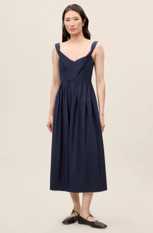 Sleeveless Midi Dress | Navy REBECCA TAYLOR