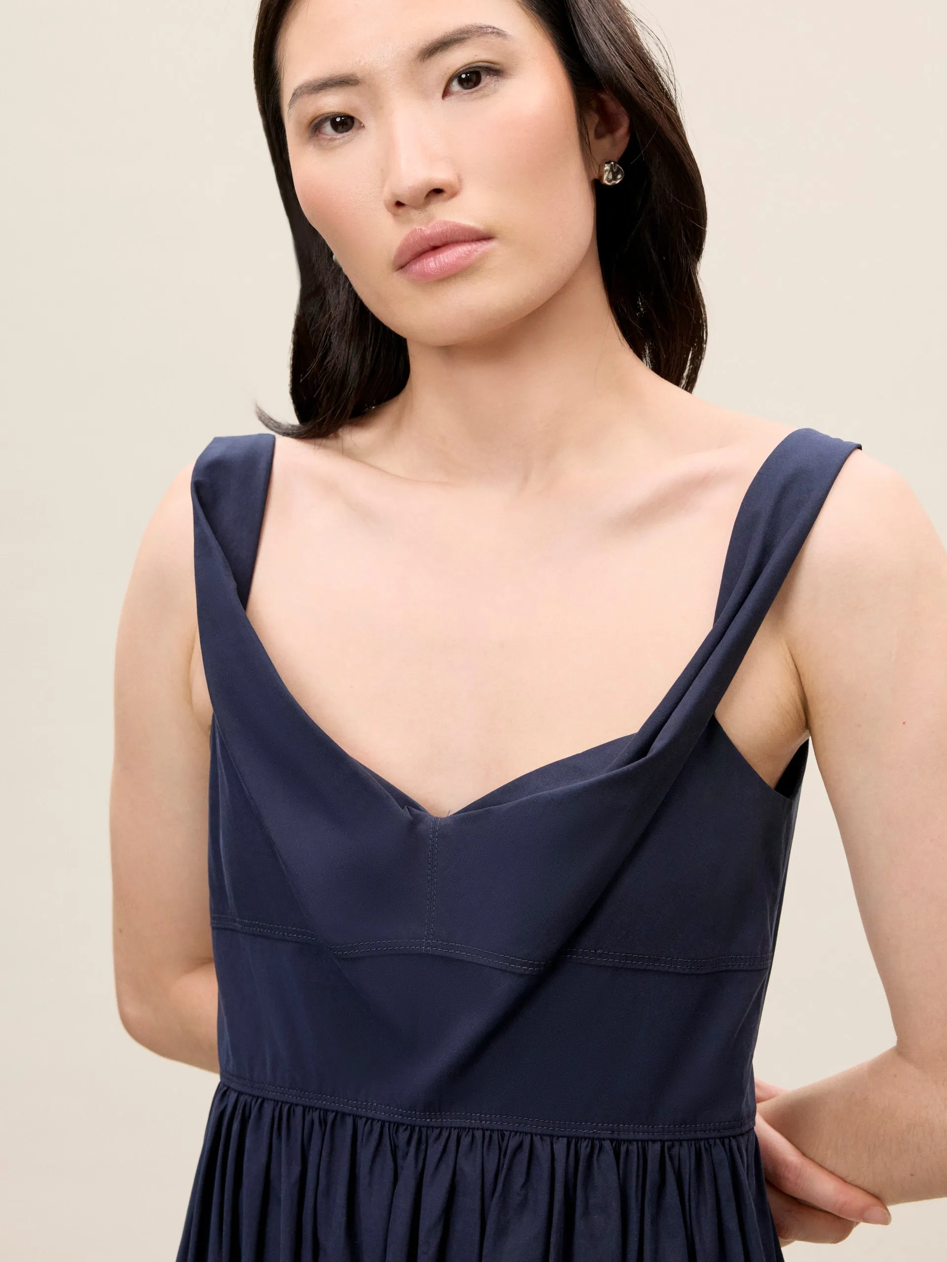Sleeveless Midi Dress | Navy REBECCA TAYLOR