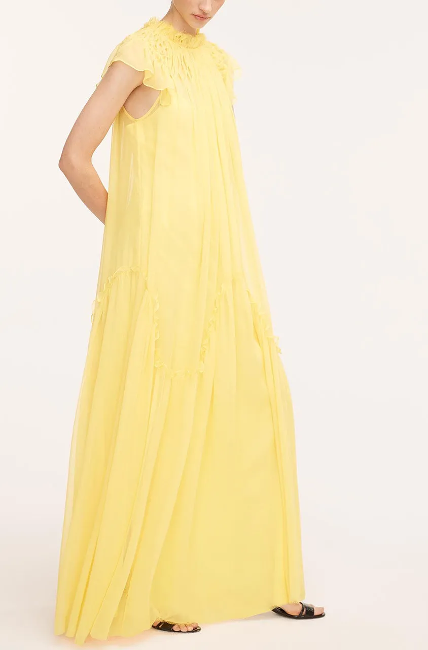 Smocked Chiffon Dress | Canary Yellow REBECCA TAYLOR
