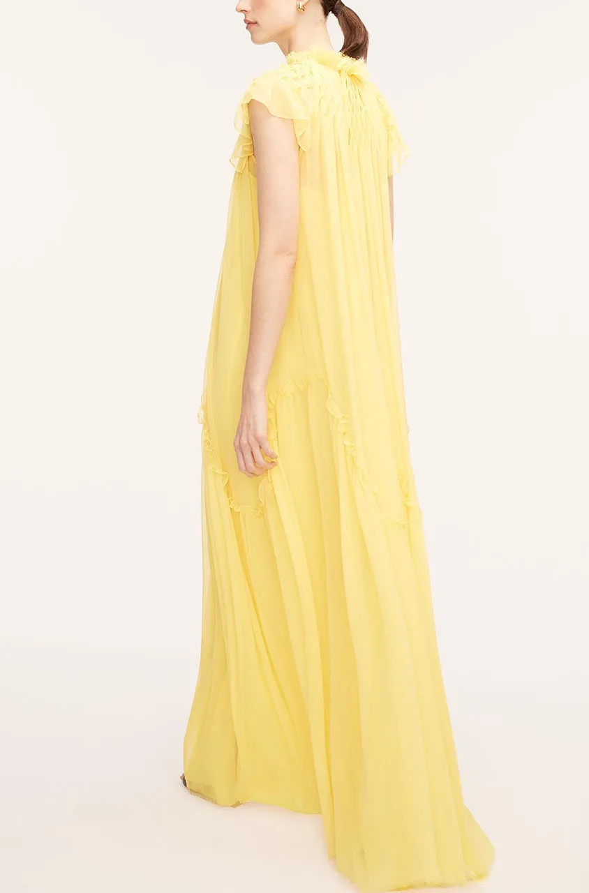 Smocked Chiffon Dress | Canary Yellow REBECCA TAYLOR