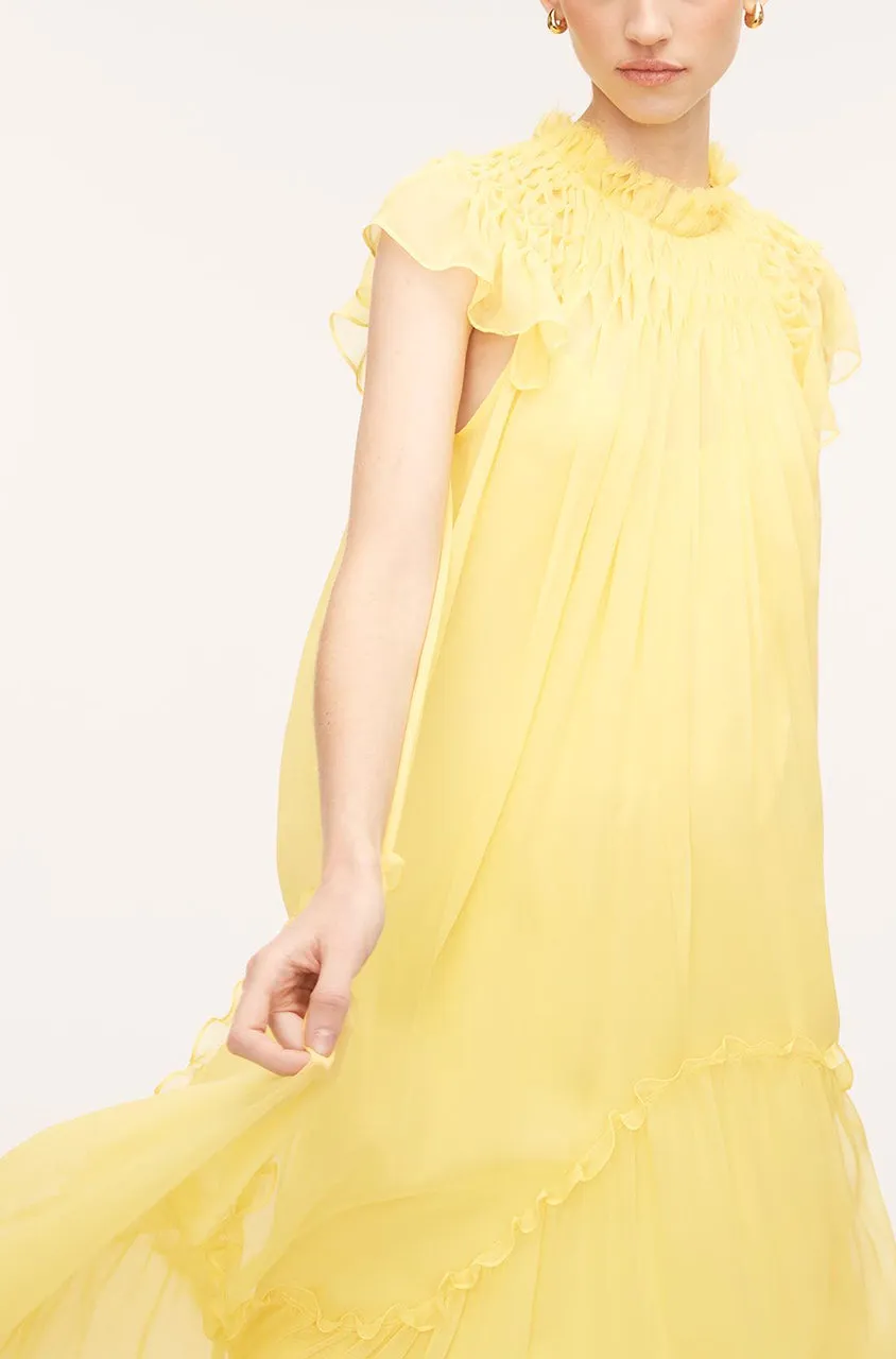 Smocked Chiffon Dress | Canary Yellow REBECCA TAYLOR