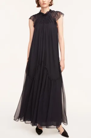 Smocked Chiffon Dress | Dark Navy REBECCA TAYLOR
