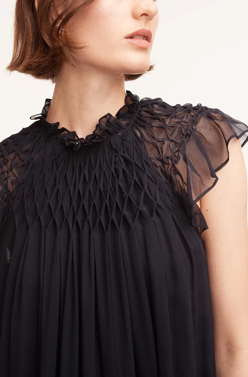 Smocked Chiffon Dress | Dark Navy REBECCA TAYLOR