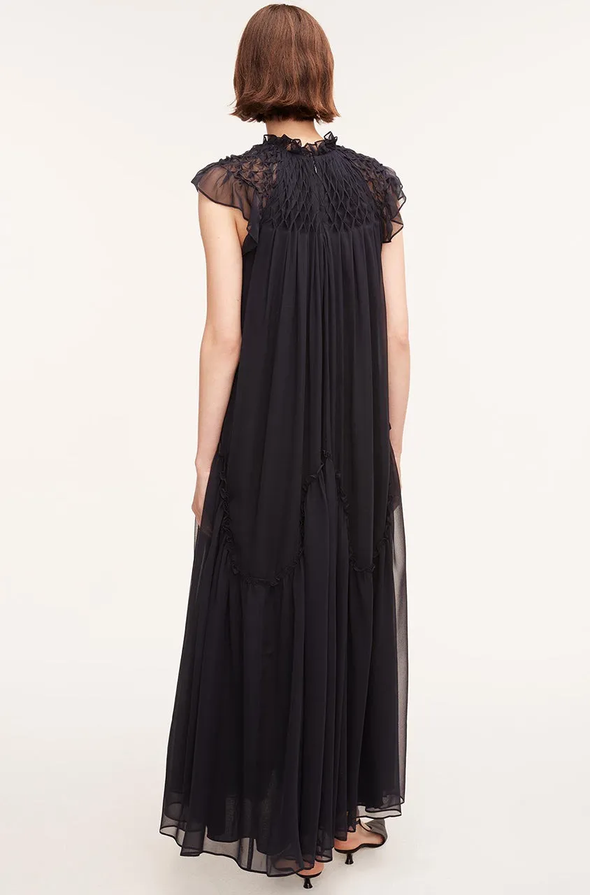 Smocked Chiffon Dress | Dark Navy REBECCA TAYLOR