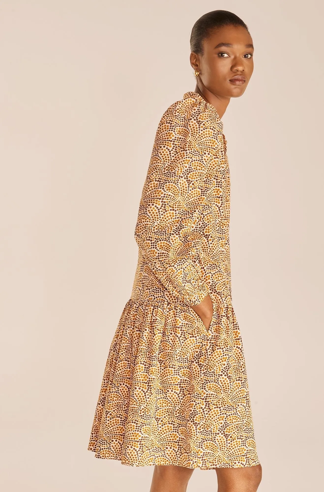 Speckled Fleur Belted Long Sleeve Dress | Speckled Fleur Marigold Combo REBECCA TAYLOR