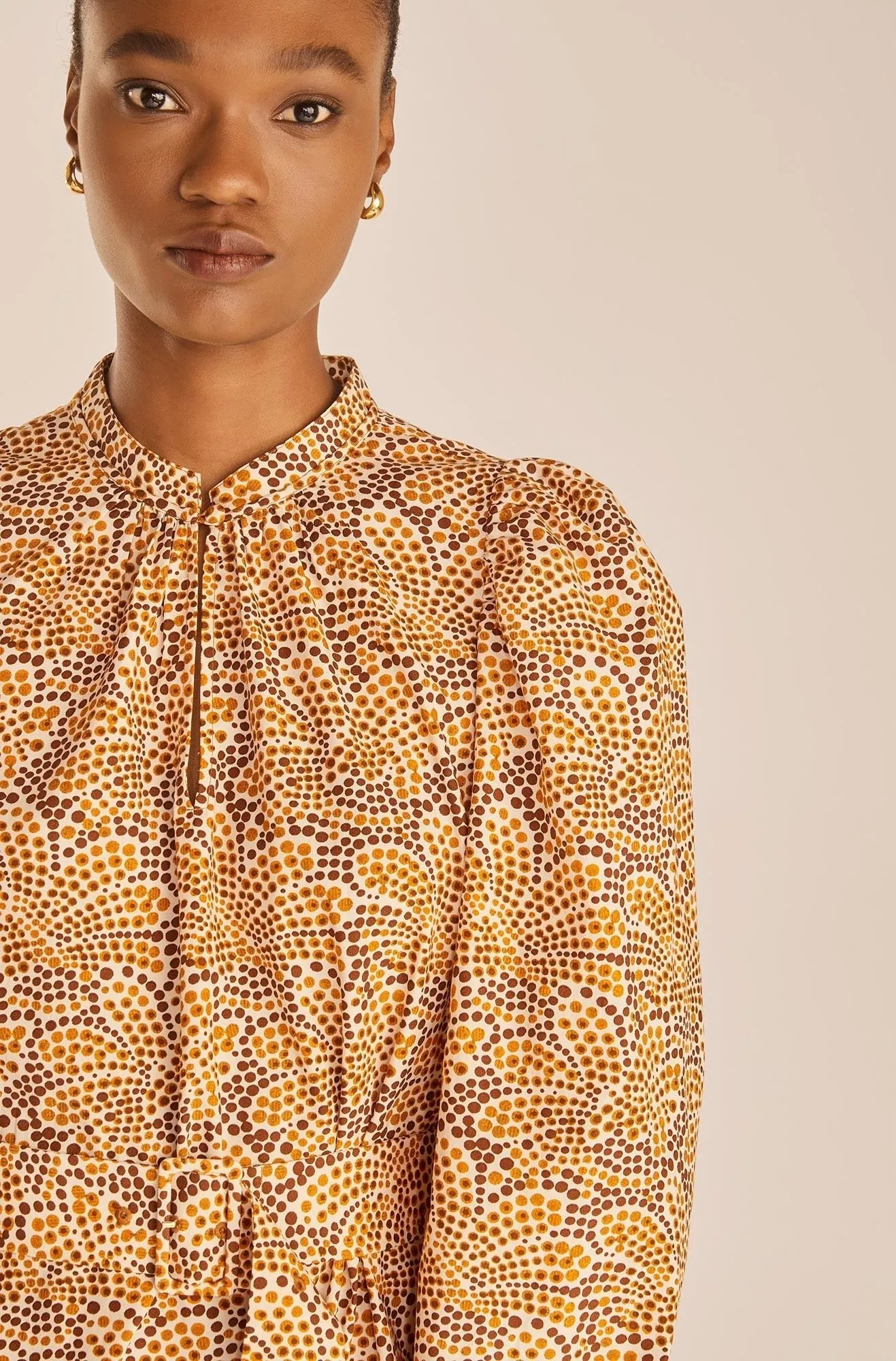 Speckled Fleur Belted Long Sleeve Dress | Speckled Fleur Marigold Combo REBECCA TAYLOR