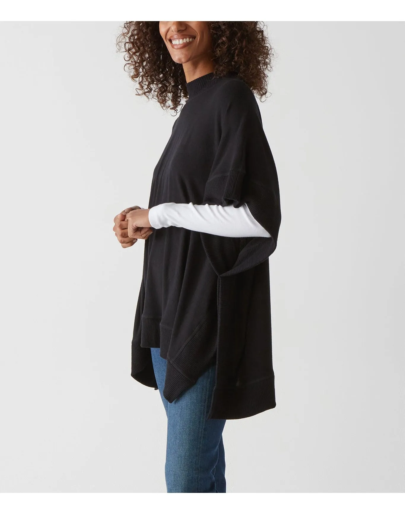Steph Mock Neck Poncho | Black MICHAEL STARS