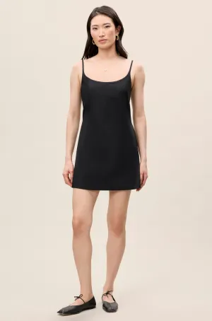 Stretch Linen Skirted Romper | Black REBECCA TAYLOR