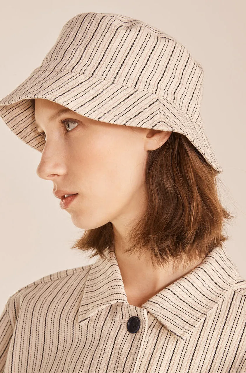 Striped Hat | Yarn Dye Stripe Ivory Combo REBECCA TAYLOR