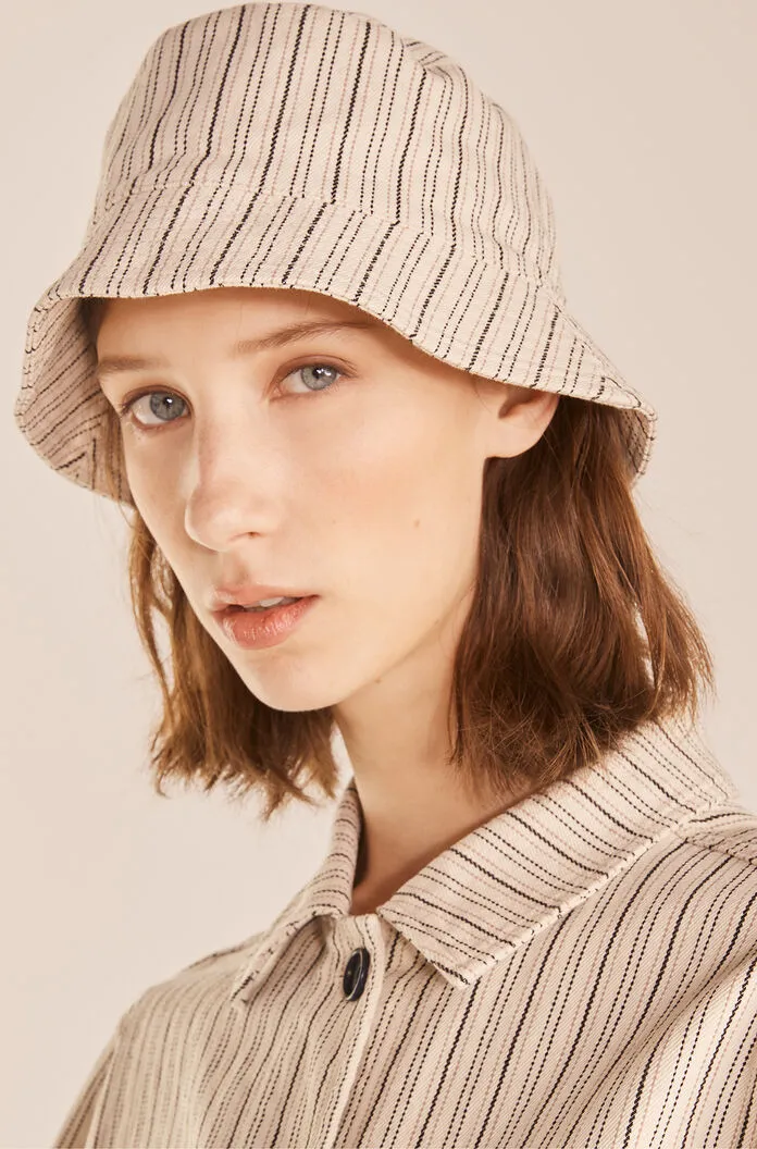 Striped Hat | Yarn Dye Stripe Ivory Combo REBECCA TAYLOR