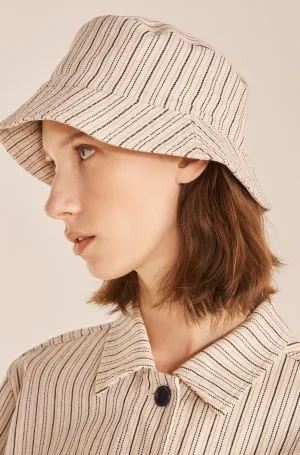 Striped Hat | Yarn Dye Stripe Ivory Combo REBECCA TAYLOR