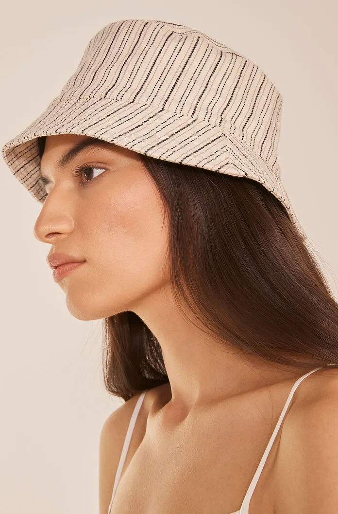 Striped Hat | Yarn Dye Stripe Ivory Combo REBECCA TAYLOR