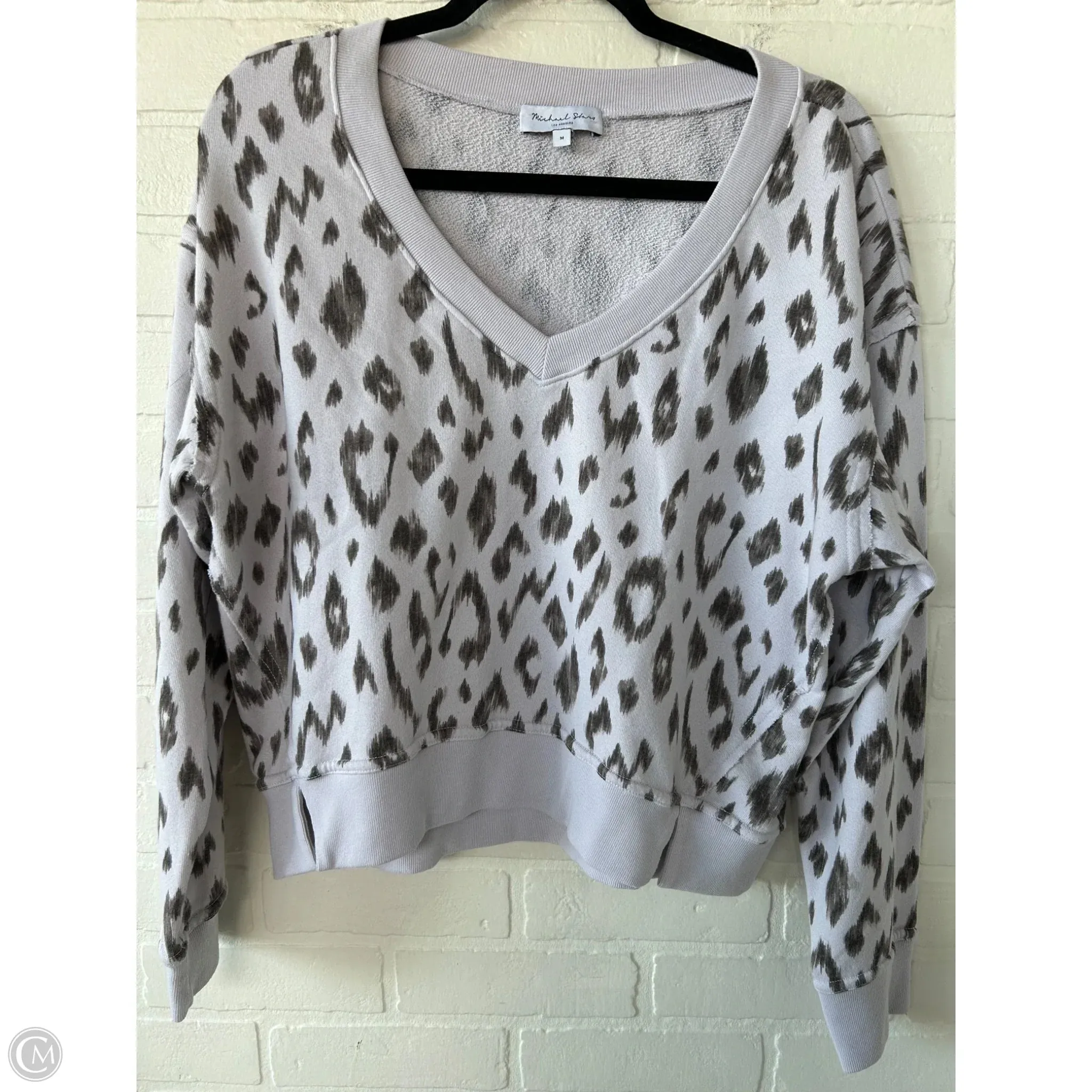 Sweatshirt Crewneck By Michael Stars In Black & Grey, Size: M
