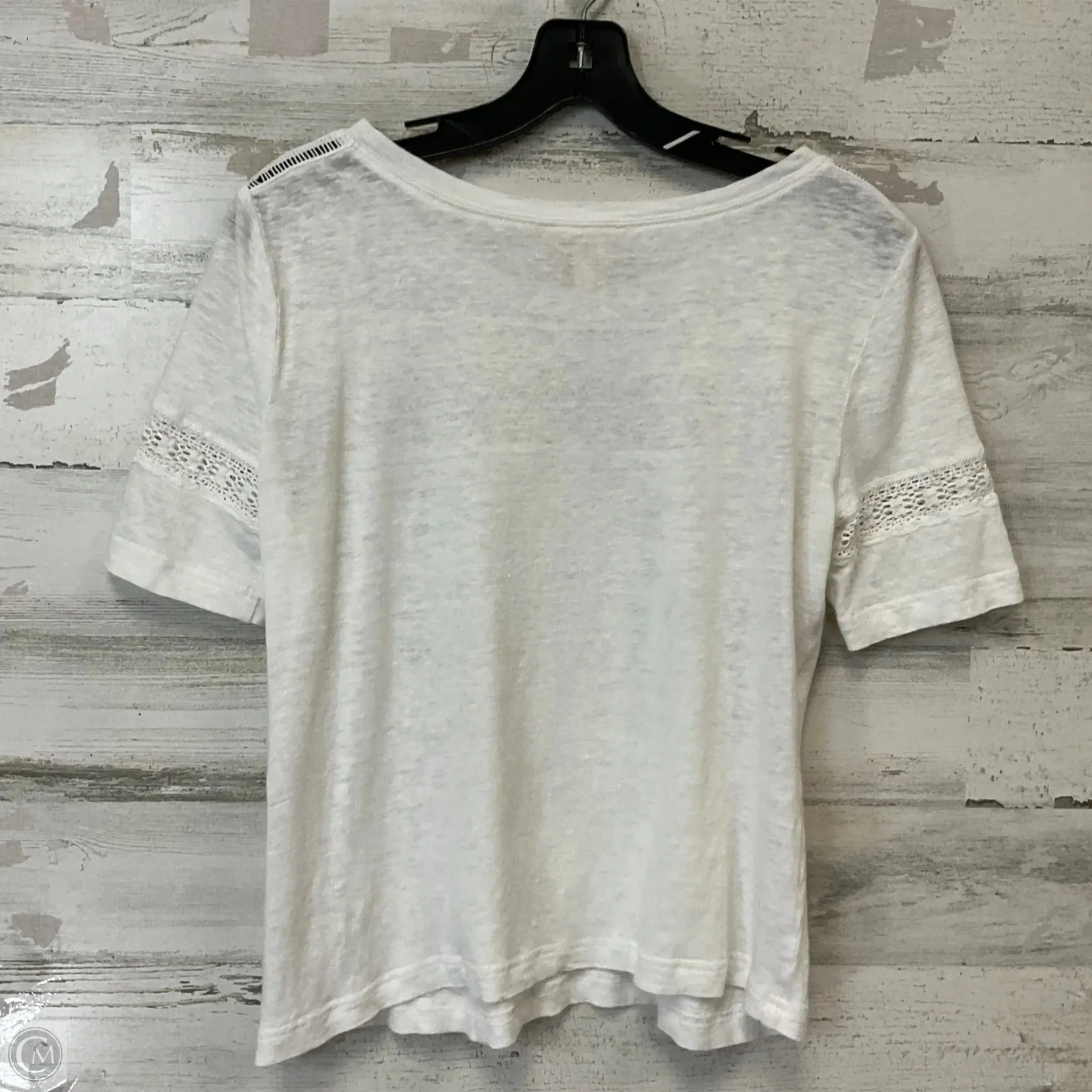 Top Short Sleeve By Rebecca Taylor In Cream, Size: S