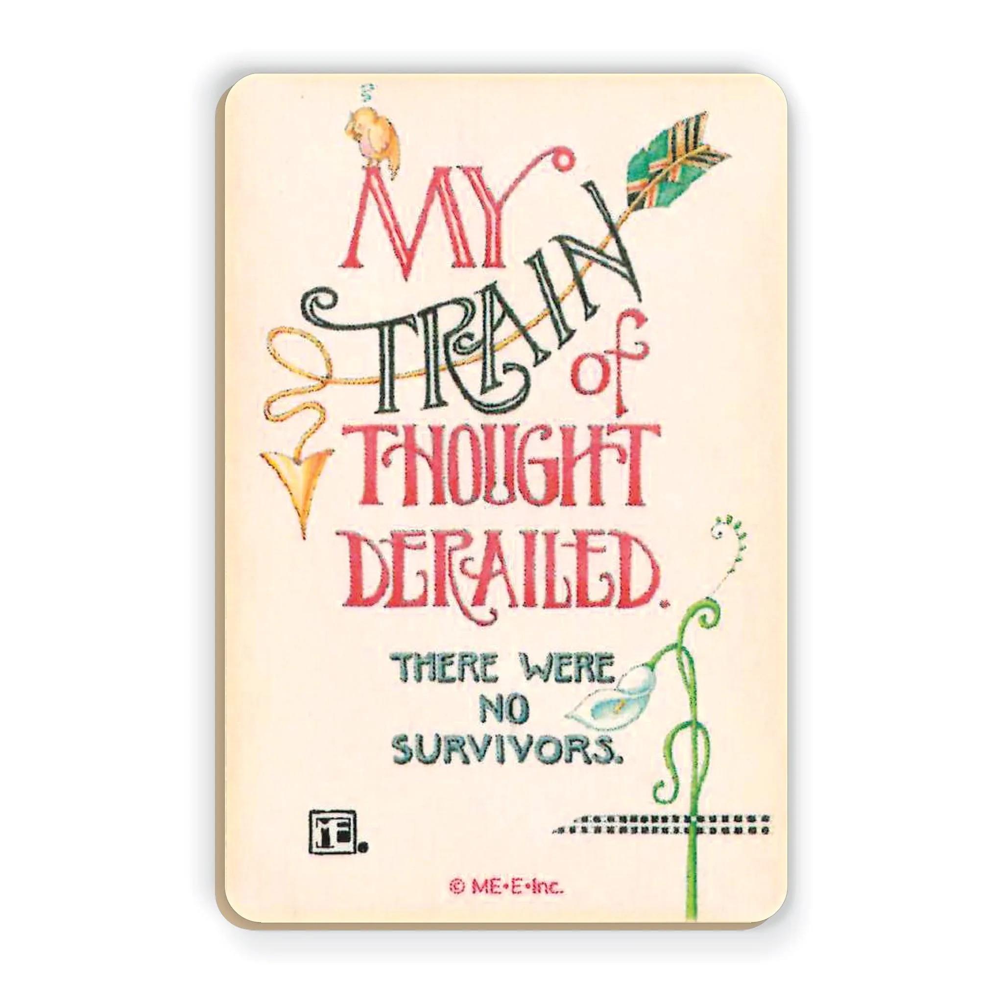 Train Derailed Wooden Magnet