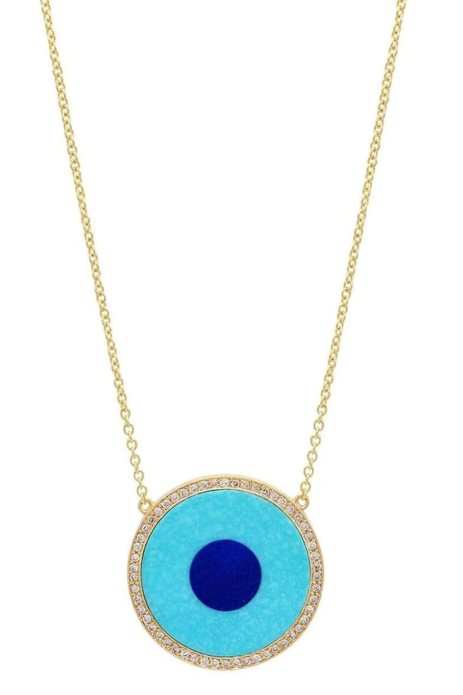 Turquiose and Lapis Inlay Evil Eye Necklace
