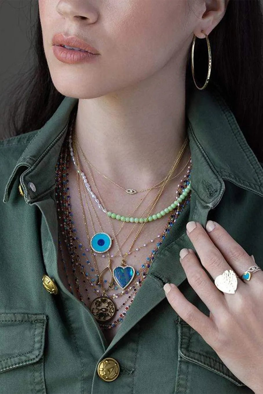 Turquiose and Lapis Inlay Evil Eye Necklace