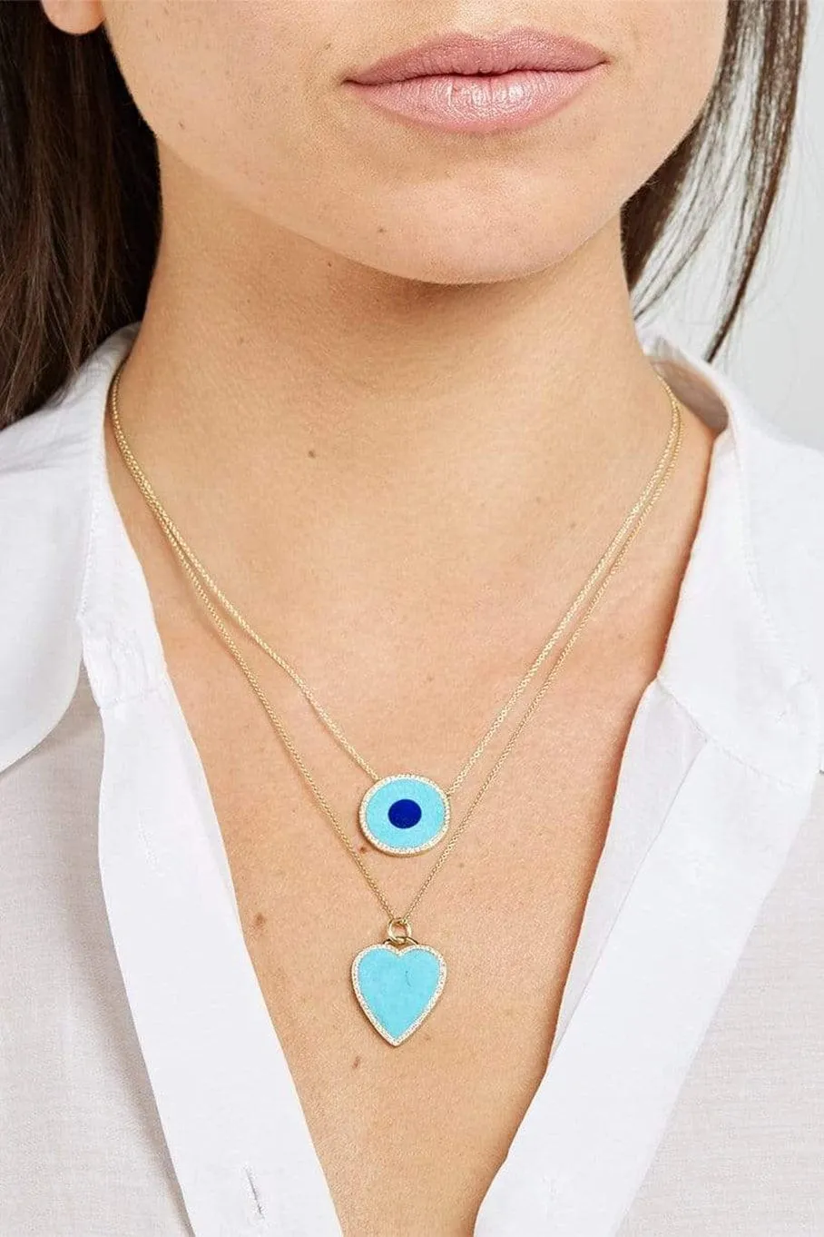 Turquiose and Lapis Inlay Evil Eye Necklace