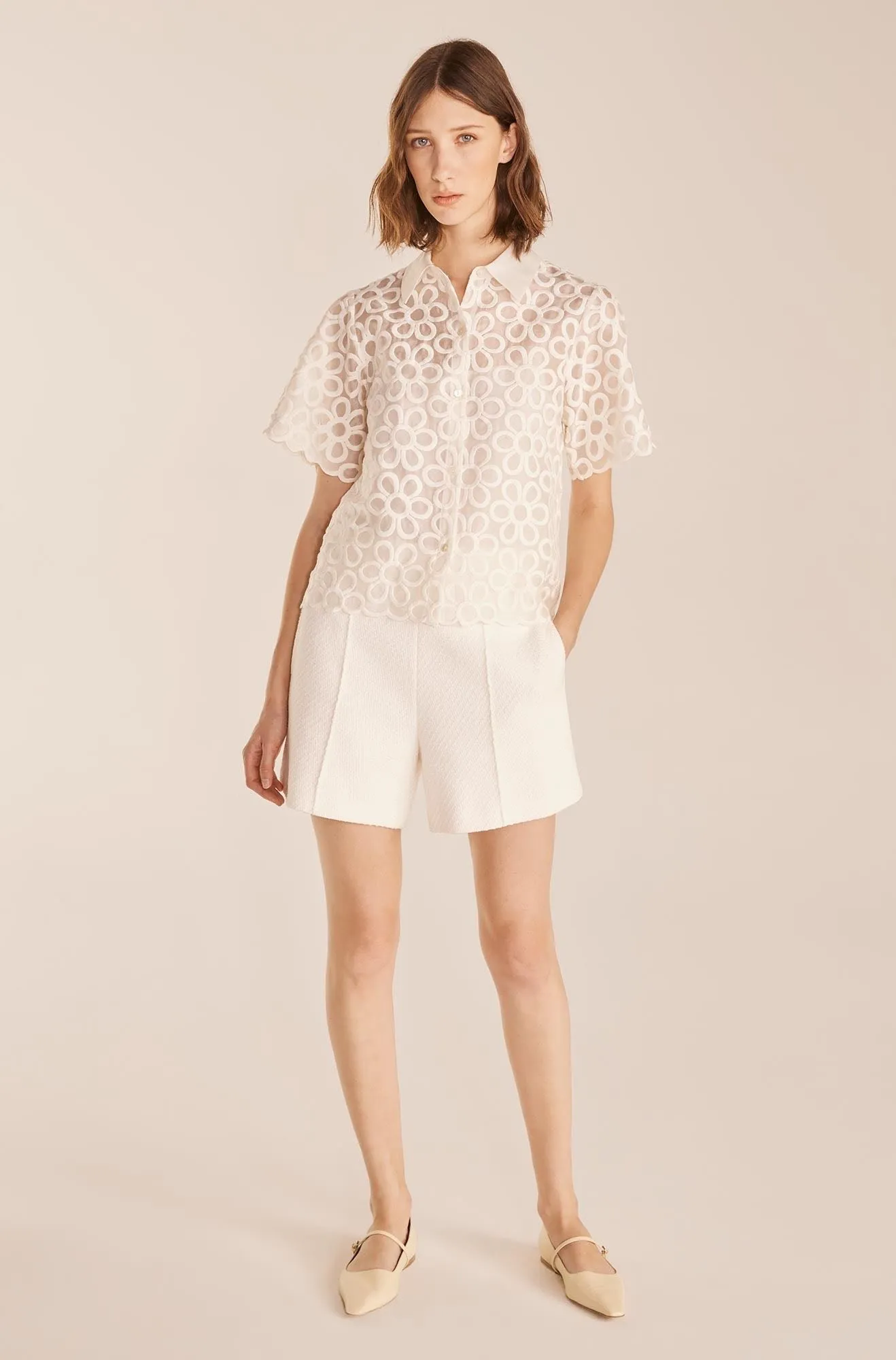 Tweed Shorts | White REBECCA TAYLOR