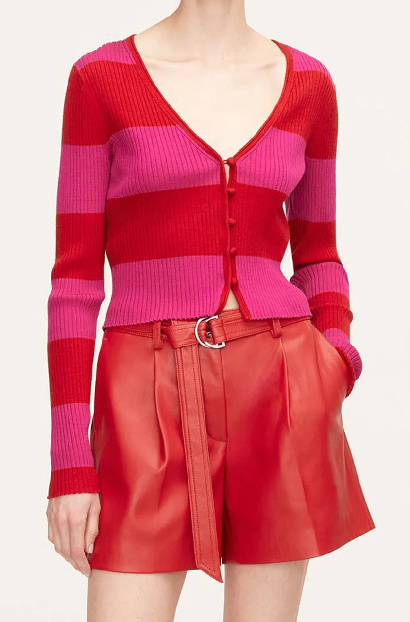 Vegan Leather Belted Short | Crimson REBECCA TAYLOR