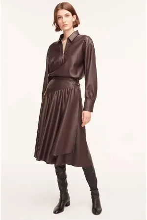Vegan Leather Midi Whisper Skirt | Deep Port REBECCA TAYLOR