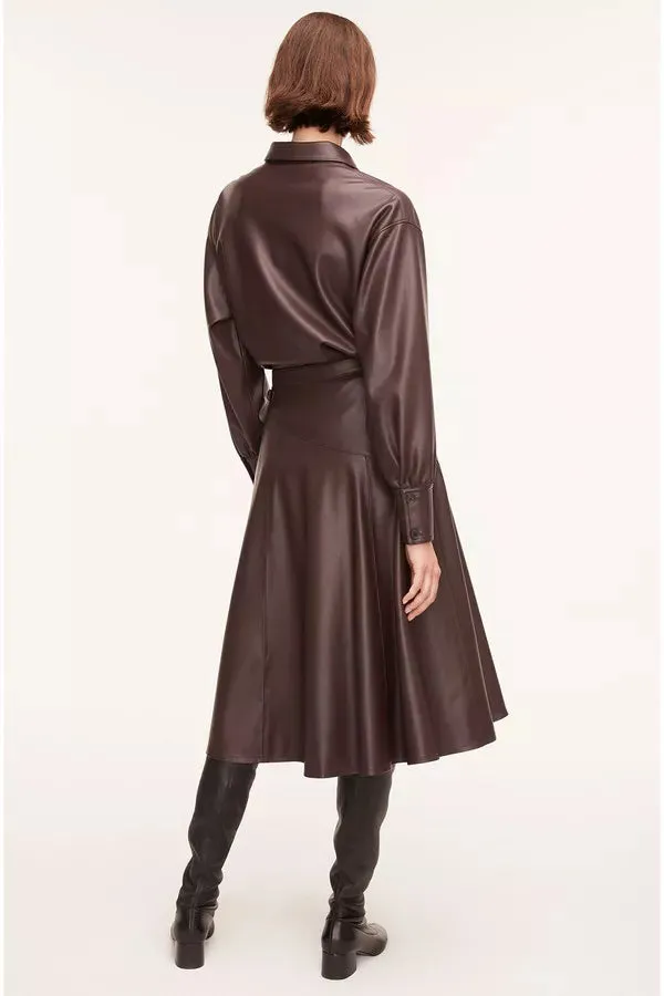 Vegan Leather Midi Whisper Skirt | Deep Port REBECCA TAYLOR