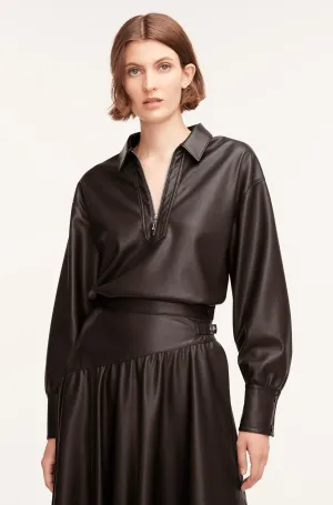 Vegan Leather Pullover | Black REBECCA TAYLOR