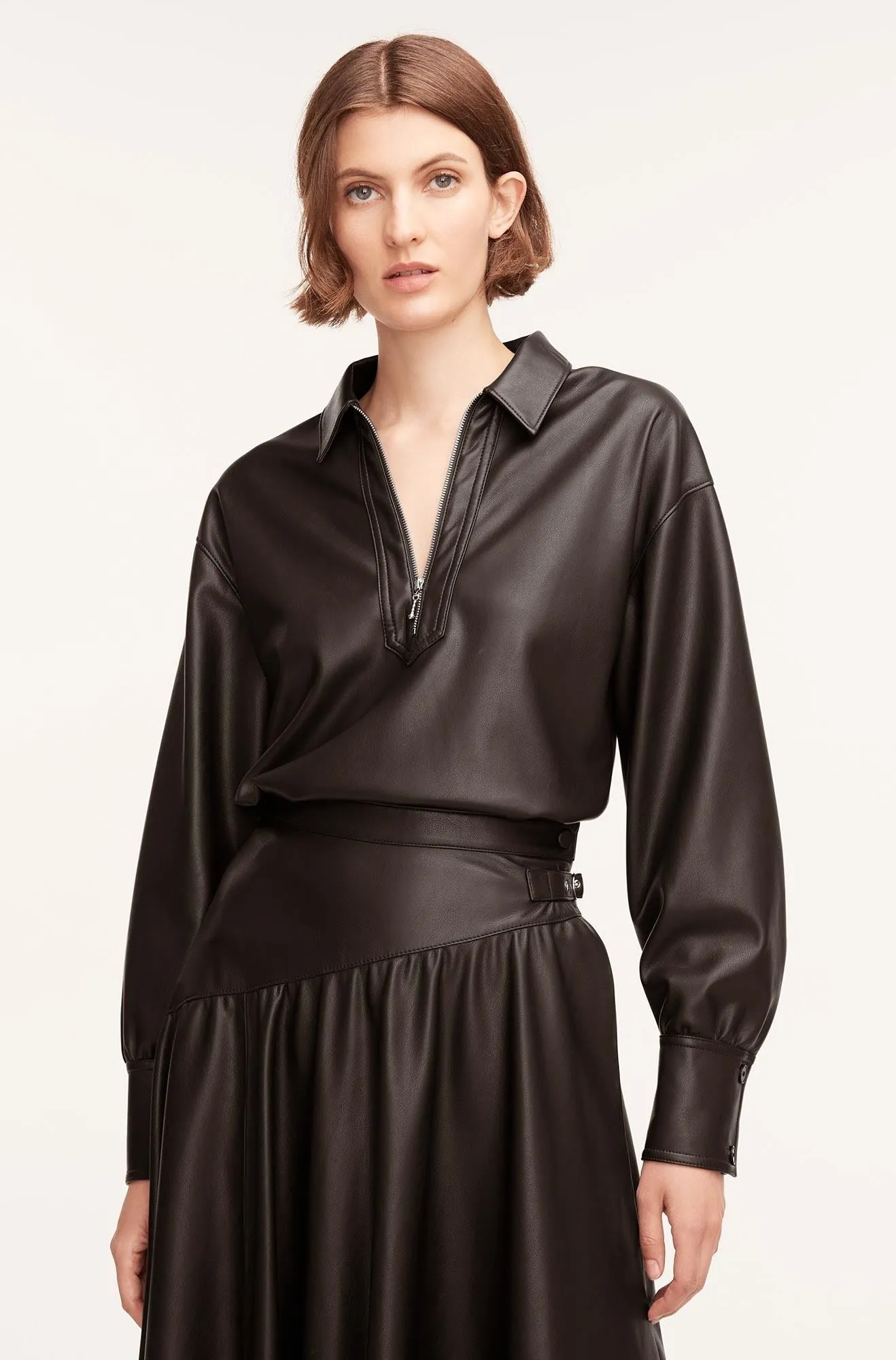 Vegan Leather Pullover | Black REBECCA TAYLOR