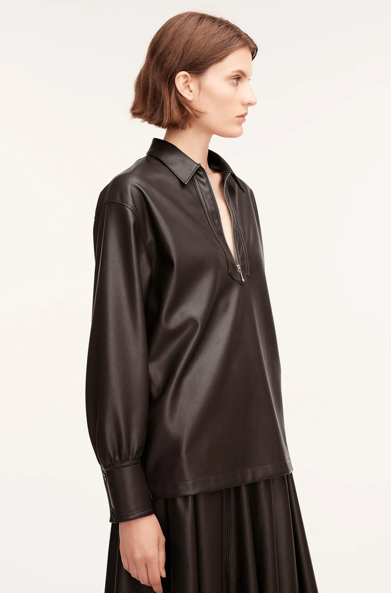 Vegan Leather Pullover | Black REBECCA TAYLOR