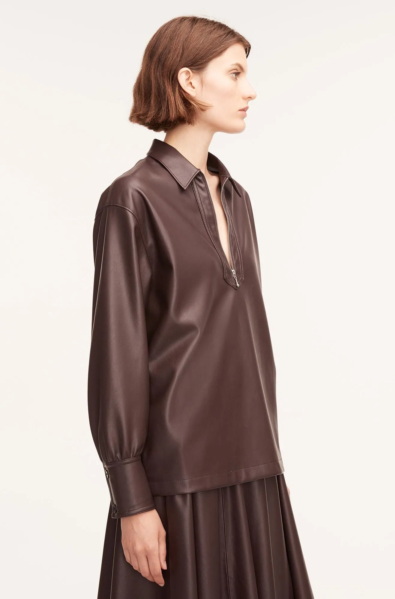 Vegan Leather Pullover | Deep Port REBECCA TAYLOR