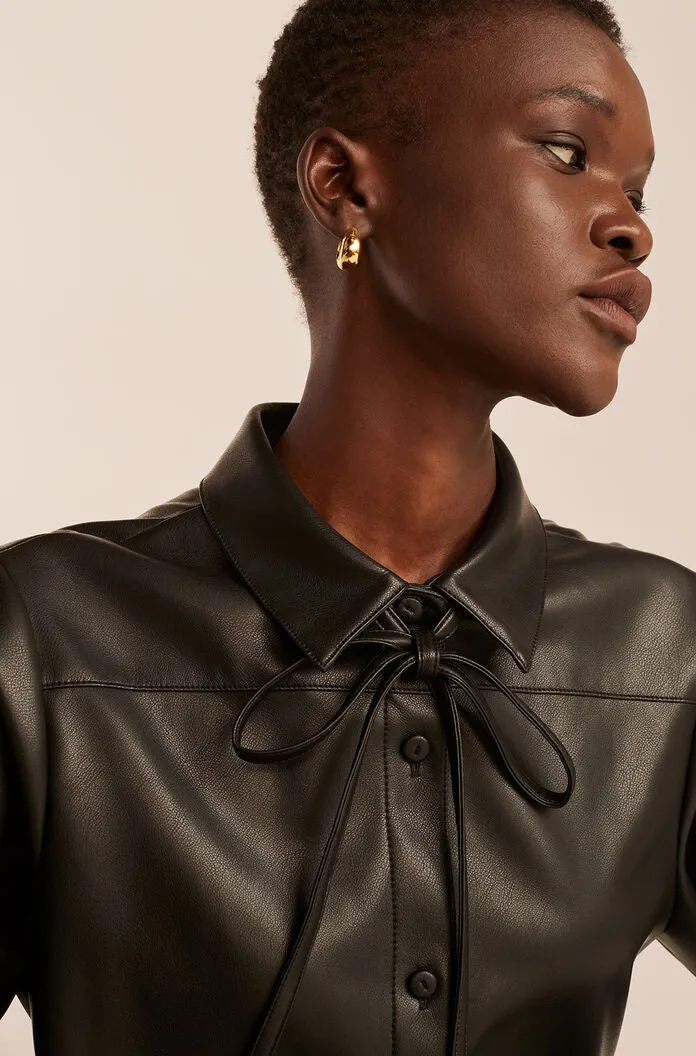 Vegan Leather Romper | Black REBECCA TAYLOR
