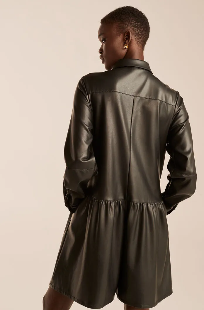 Vegan Leather Romper | Black REBECCA TAYLOR