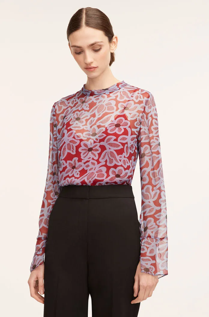 Vera Fleur Mock Neck Shell Blouse | Vera Fleur Cherry Combo REBECCA TAYLOR