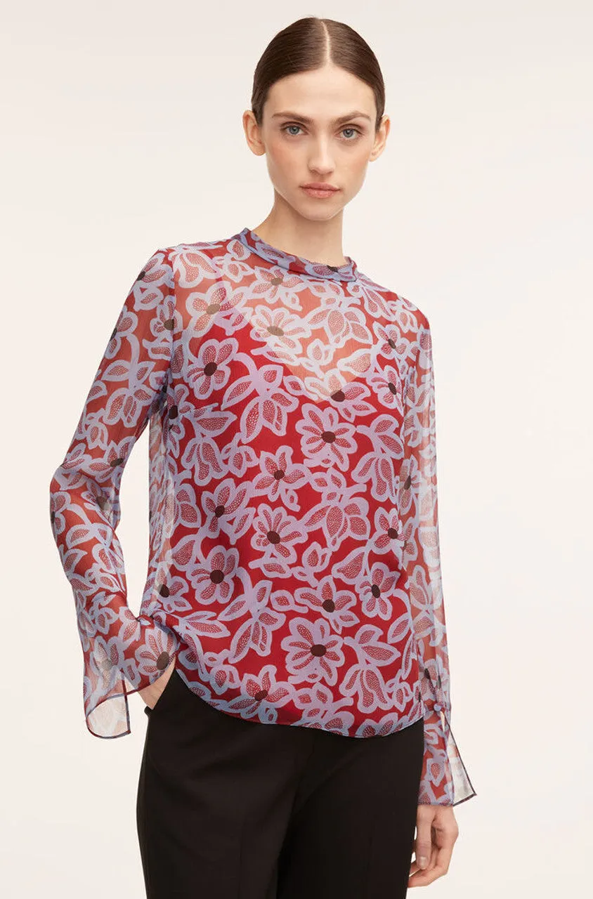 Vera Fleur Mock Neck Shell Blouse | Vera Fleur Cherry Combo REBECCA TAYLOR