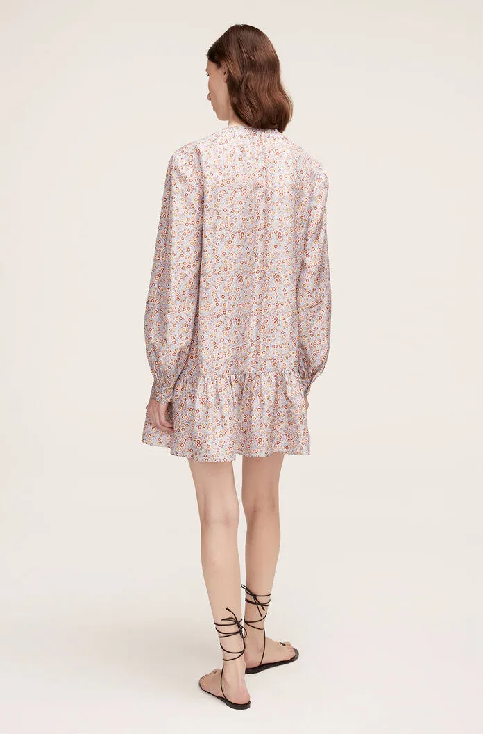 Violet Fleur Belted Silk Dress | Violet Fleur Glass Blue Combo REBECCA TAYLOR