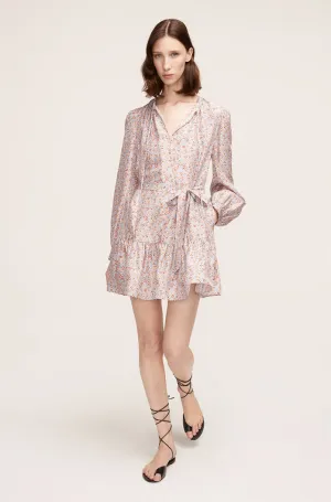 Violet Fleur Belted Silk Dress | Violet Fleur Glass Blue Combo REBECCA TAYLOR