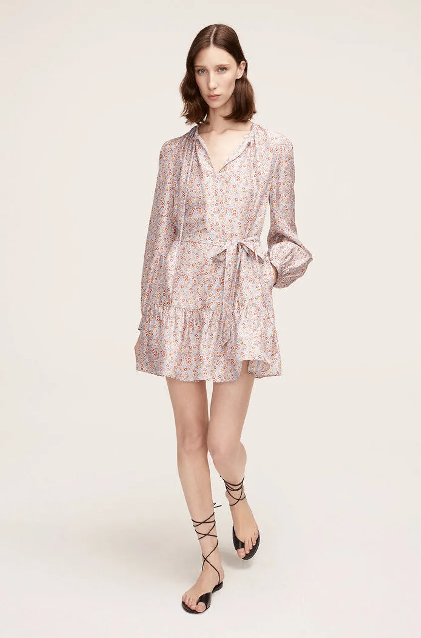 Violet Fleur Belted Silk Dress | Violet Fleur Glass Blue Combo REBECCA TAYLOR