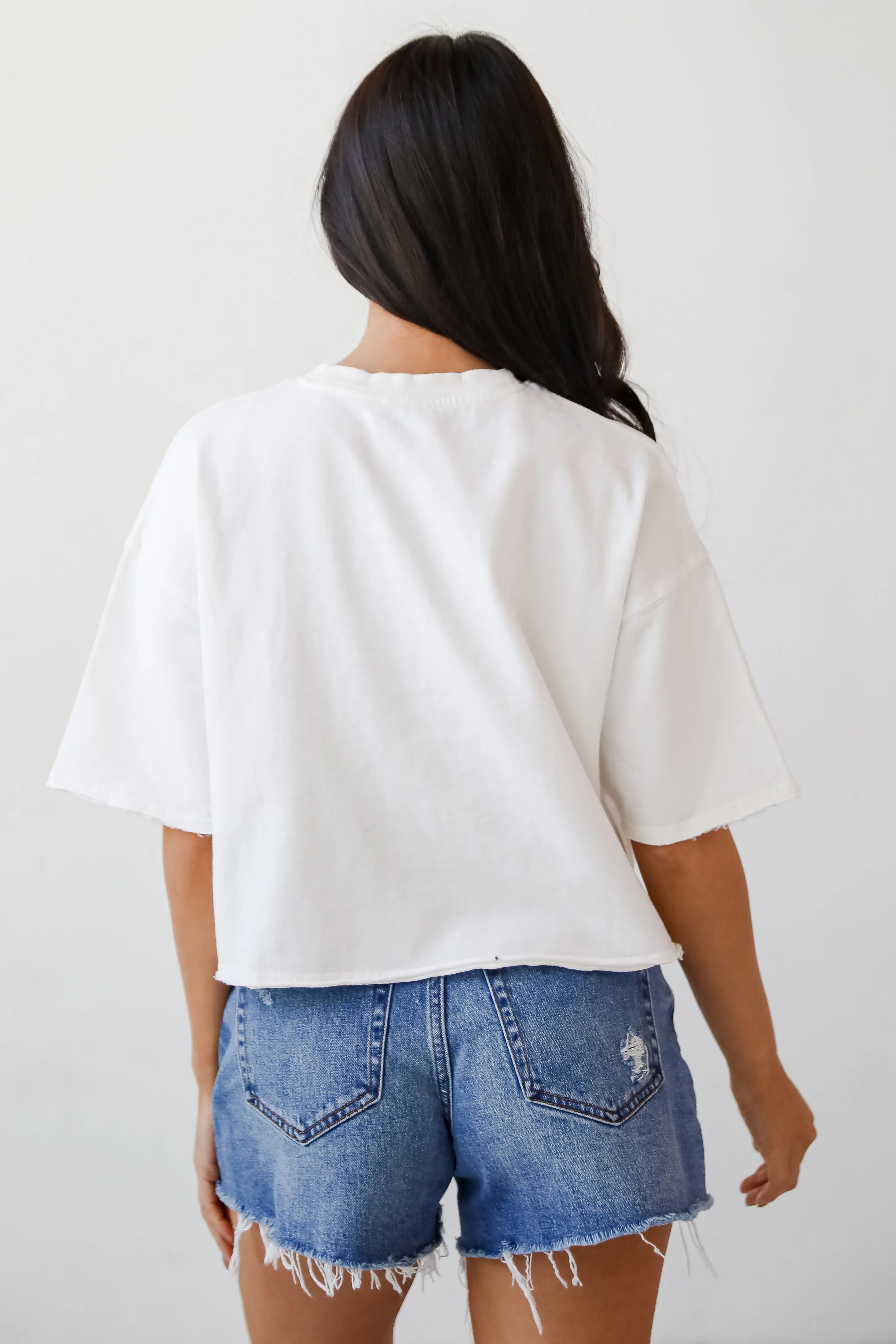 White ATL Baseball Star Cropped Tee